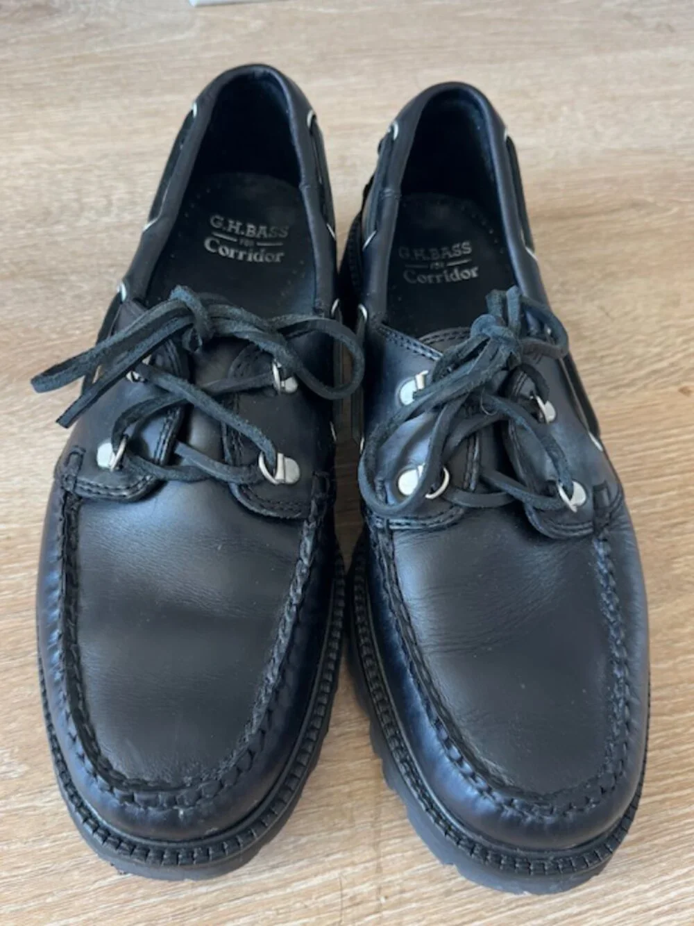 G.H. Bass x Corridor Hampton Black Boat Shoes in Size 10